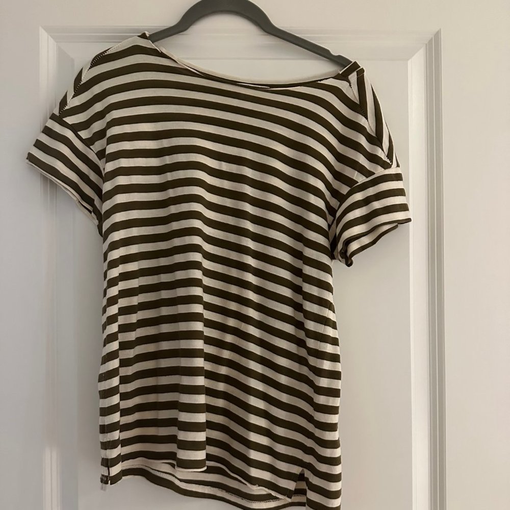 Stateside XS Striped Mustard/White T-Shirt (Anthropologie)